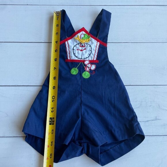 Vintage Baby Boy Hickory Dickory Dock Romper Overalls Outfit - Picture 9 of 9